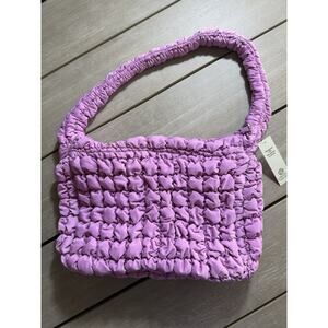 Womens Quilted Puffer Oversized Shoulder Bag Rosy Lilac Hobo Bag Boho Y2K Trendy